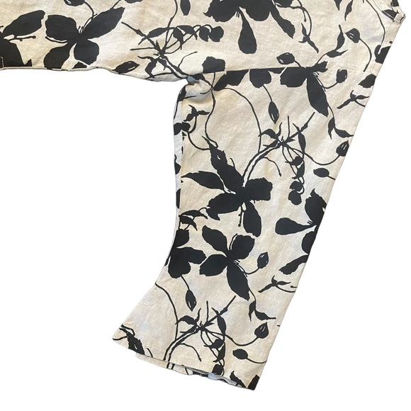 CTC Linens Women's Floral Black and White Pattern Design Top Blouse Size Large - Picture 4 of 8